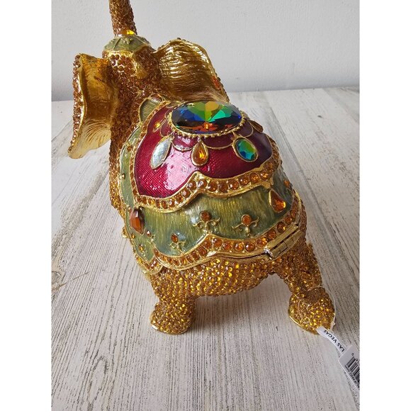 Kalifano‎ jeweled large elephant trinket jewelry keepsake box rhinestone yellow - Picture 6 of 8